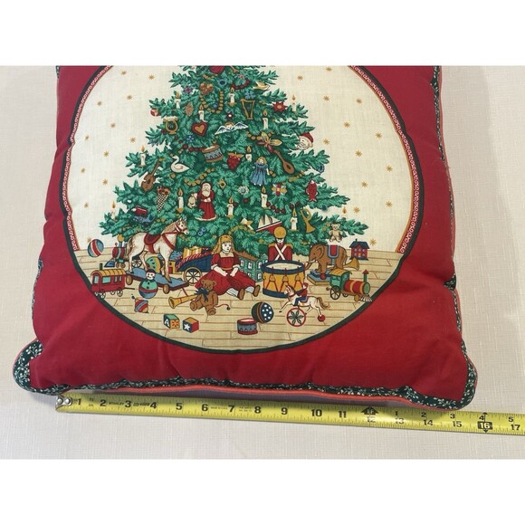 Set Of 2 Vintage Christmas Tree Throw Pillows Square 15” - Picture 7 of 8